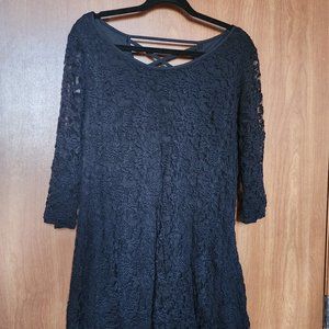 Black Lace 3/4 Sleeve Dress | Maurices